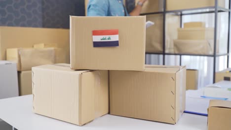 Iraq-flag-on-logistic-cargo-package.